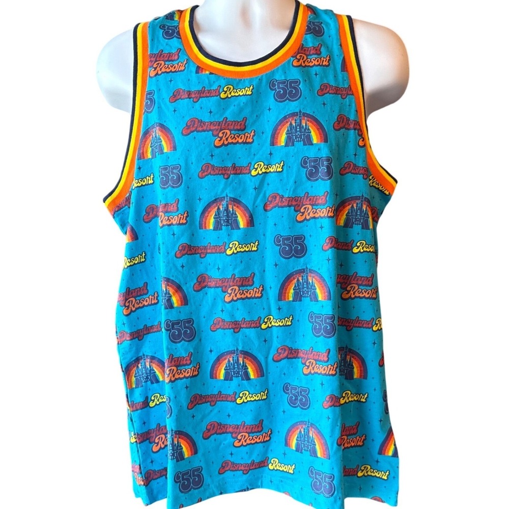 Disney Parks Disneyland Tank Top Large Blue Print New With Tag